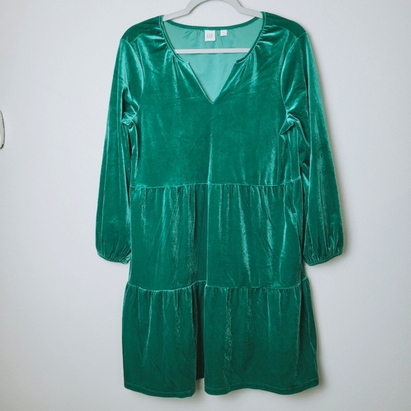 Gap Women's Velvet Tiered Mini Dress‎ 3/4 Sleeve Size Small - Picture 1 of 6